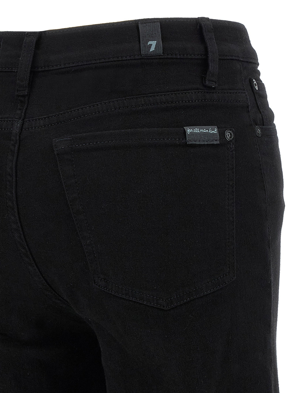 7 For All Mankind Black Cotton Flared Jeans
