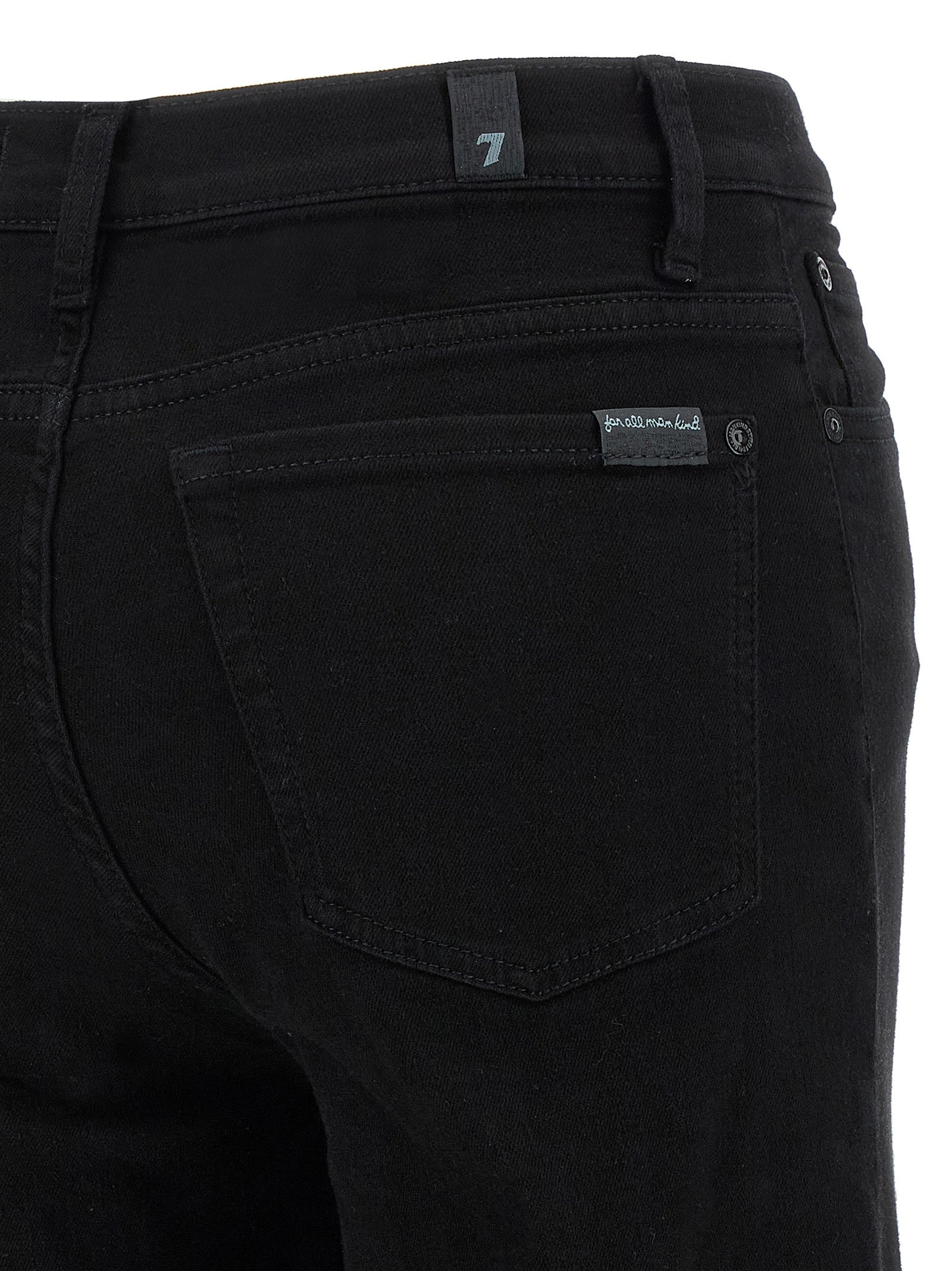 7 For All Mankind Black Cotton Flared Jeans