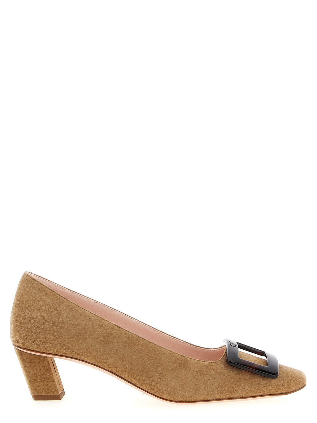 Roger Vivier Beige Goatskin Mid Heel Pumps
