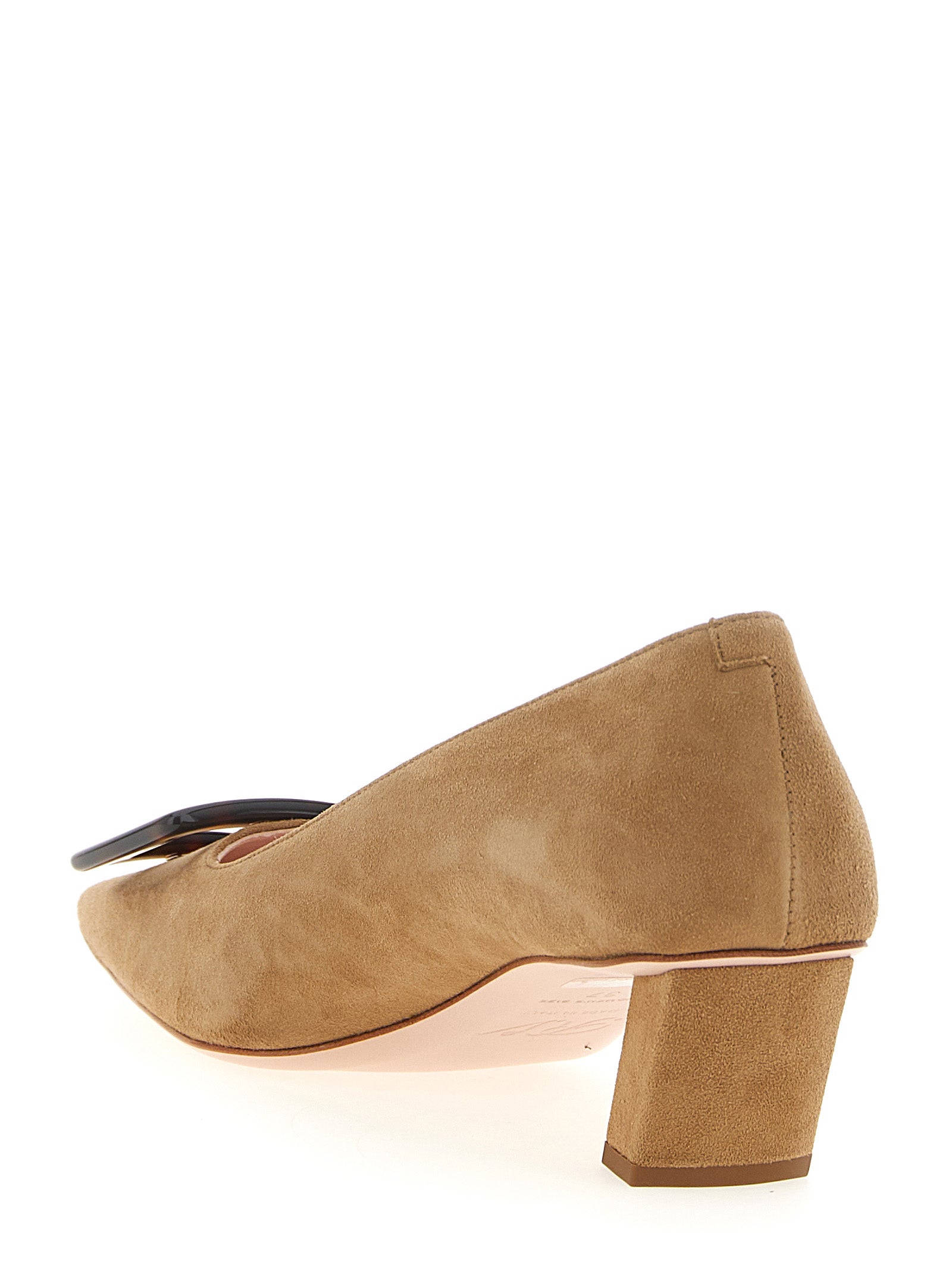 Roger Vivier Beige Goatskin Mid Heel Pumps