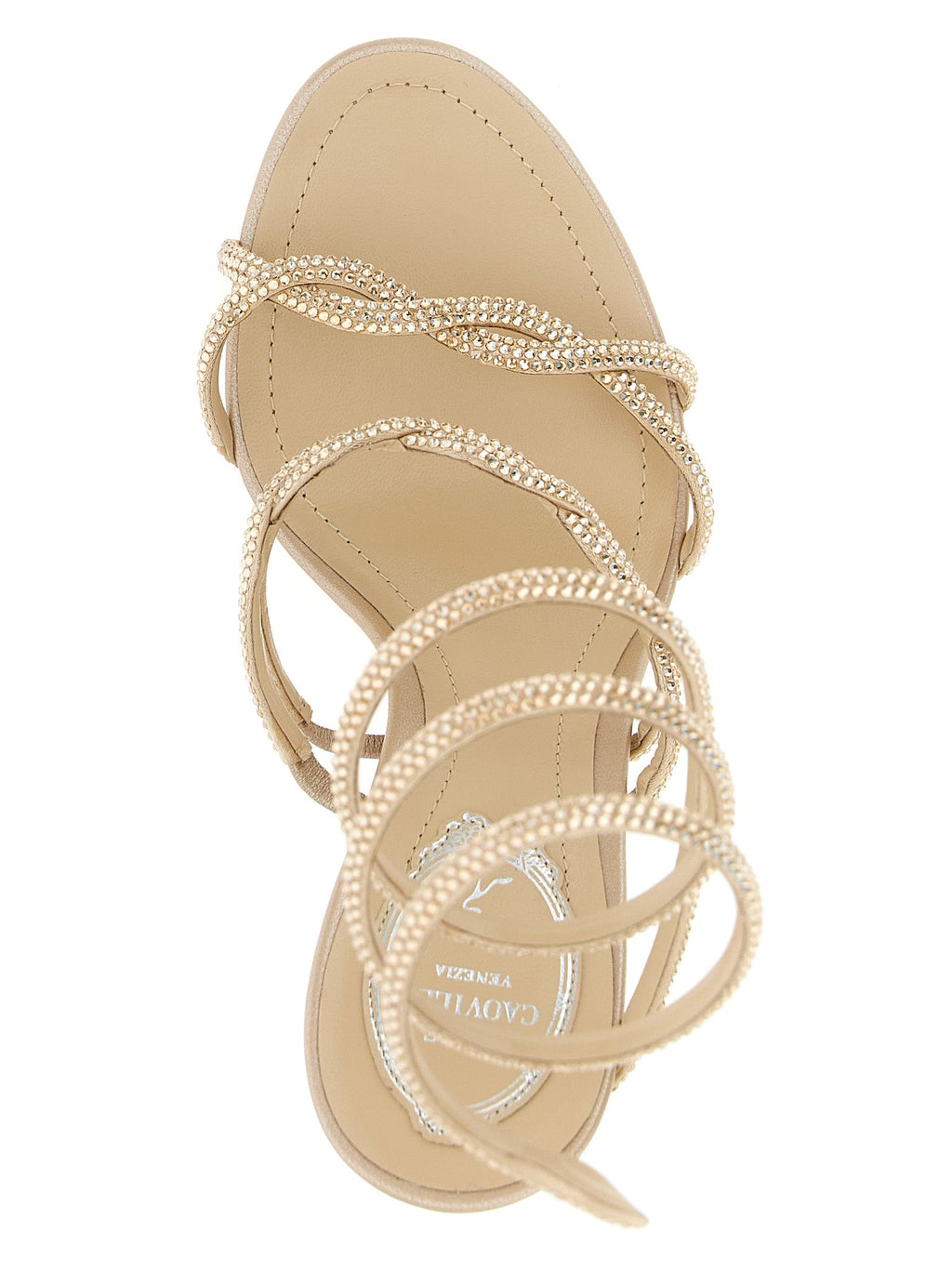 RENE CAOVILLA Beige Satin Stiletto Heel Sandals RENE CAOVILLA