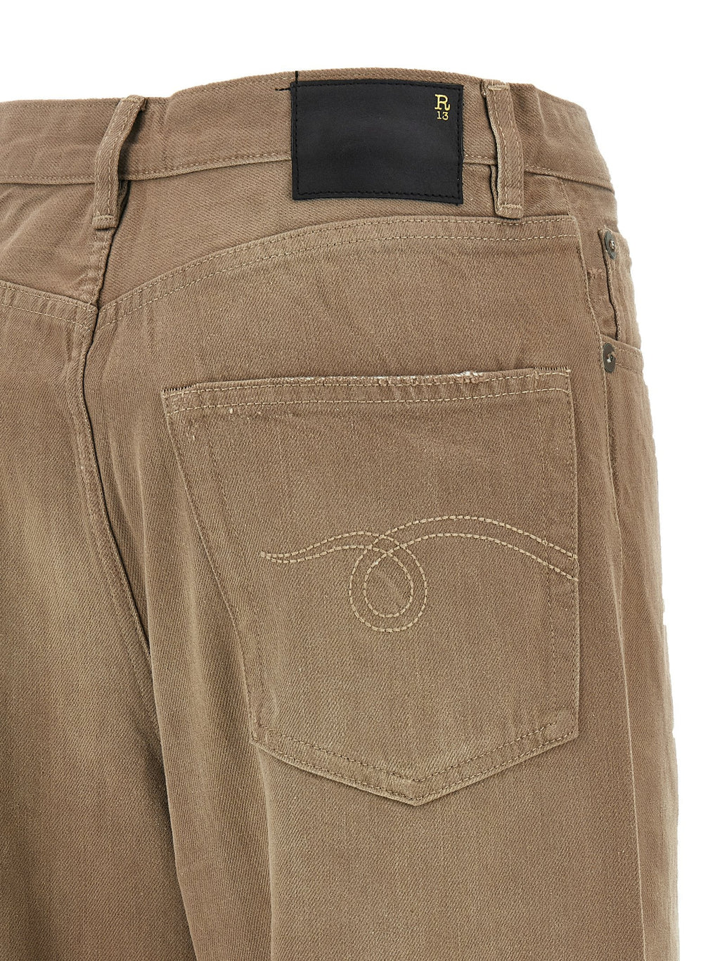 R13 Brown Cotton High-Waisted Jean