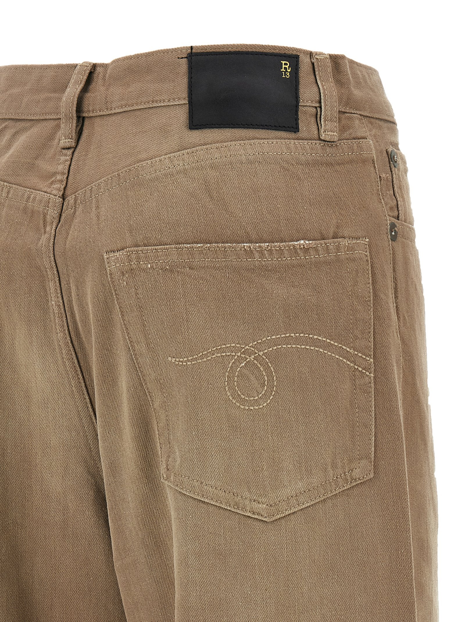 R13 Brown Cotton High-Waisted Jean