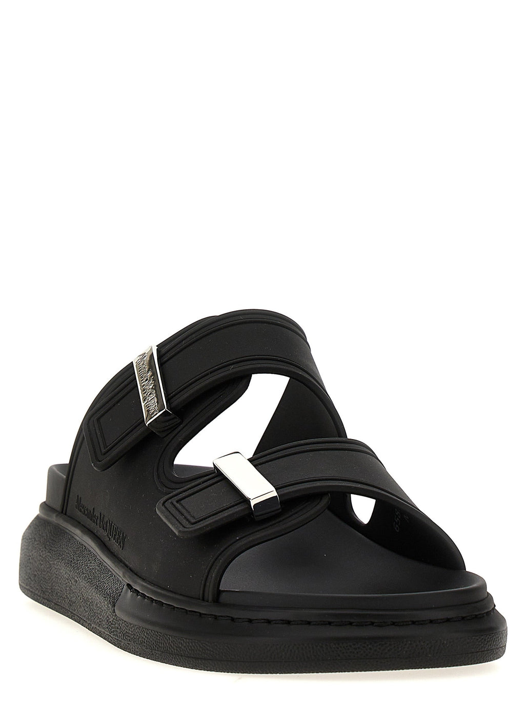 Alexander McQueen Black Rubber Slides