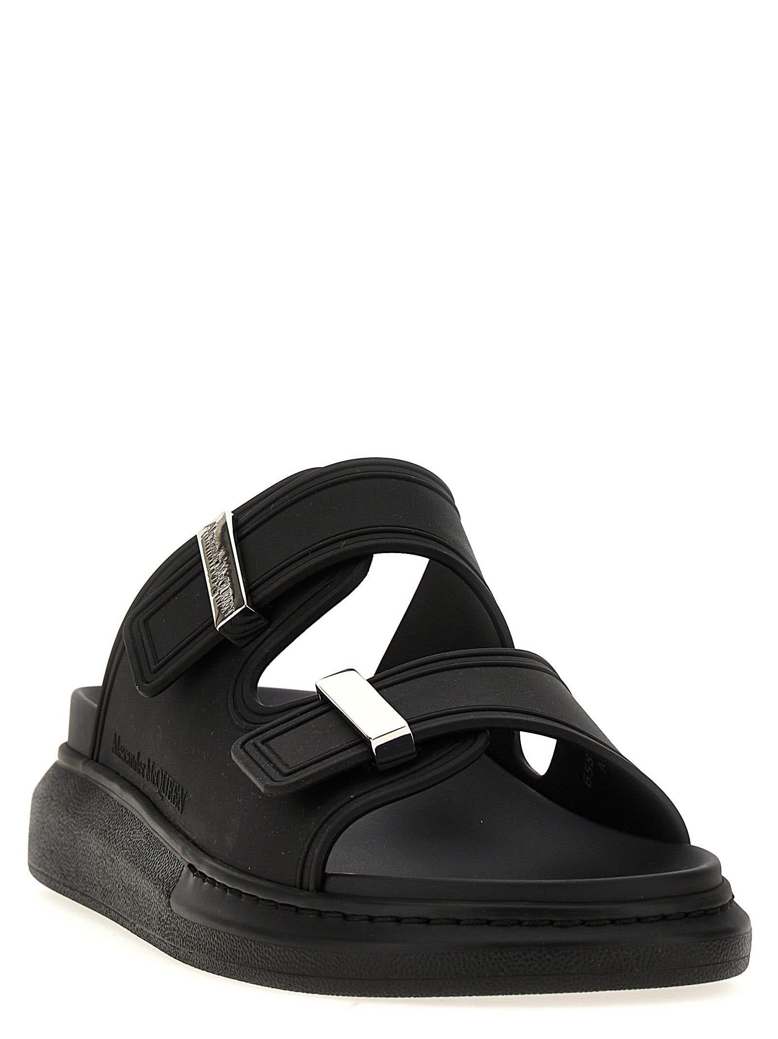 Alexander McQueen Black Rubber Slides