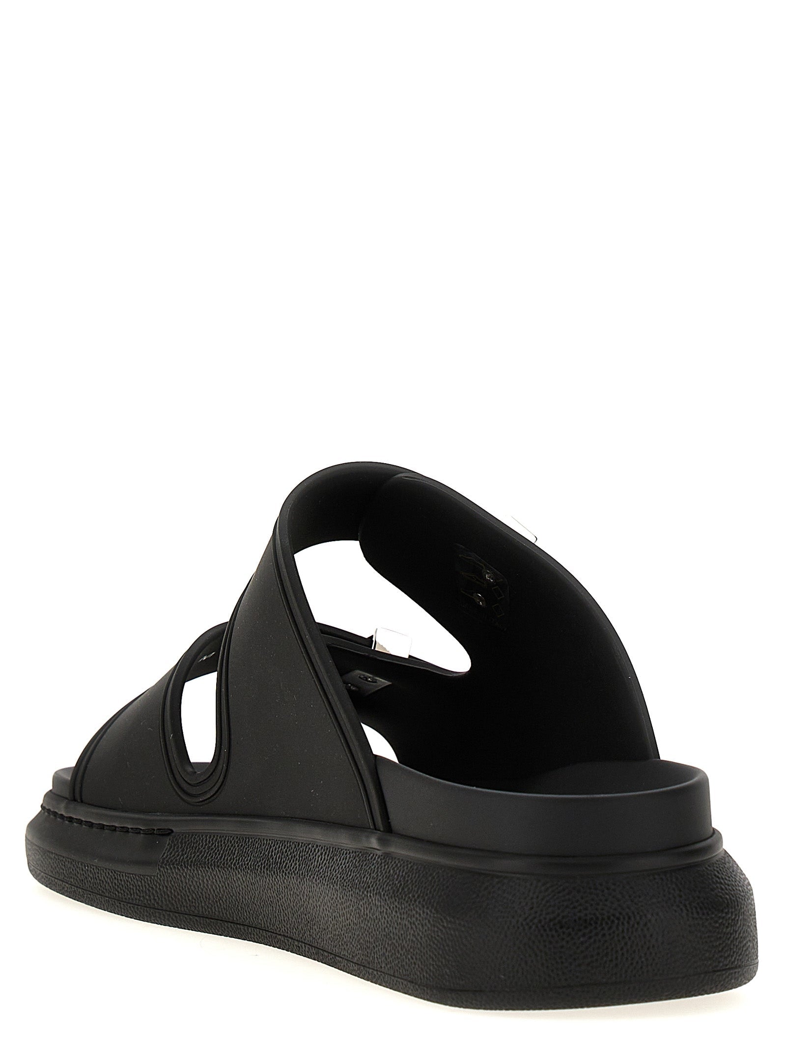 Alexander McQueen Black Rubber Slides