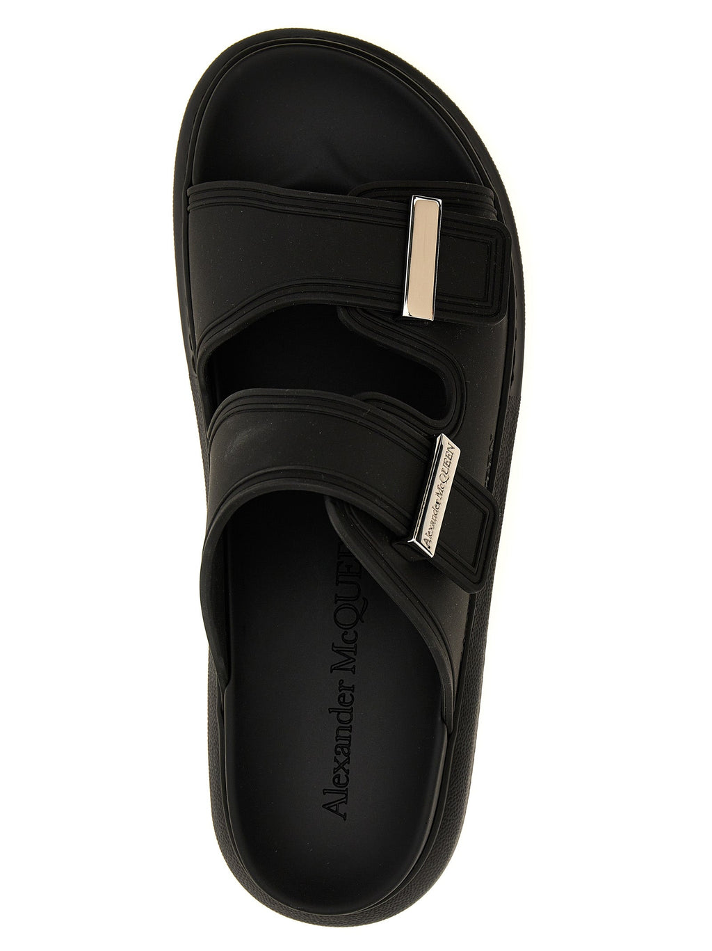 Alexander McQueen Black Rubber Slides