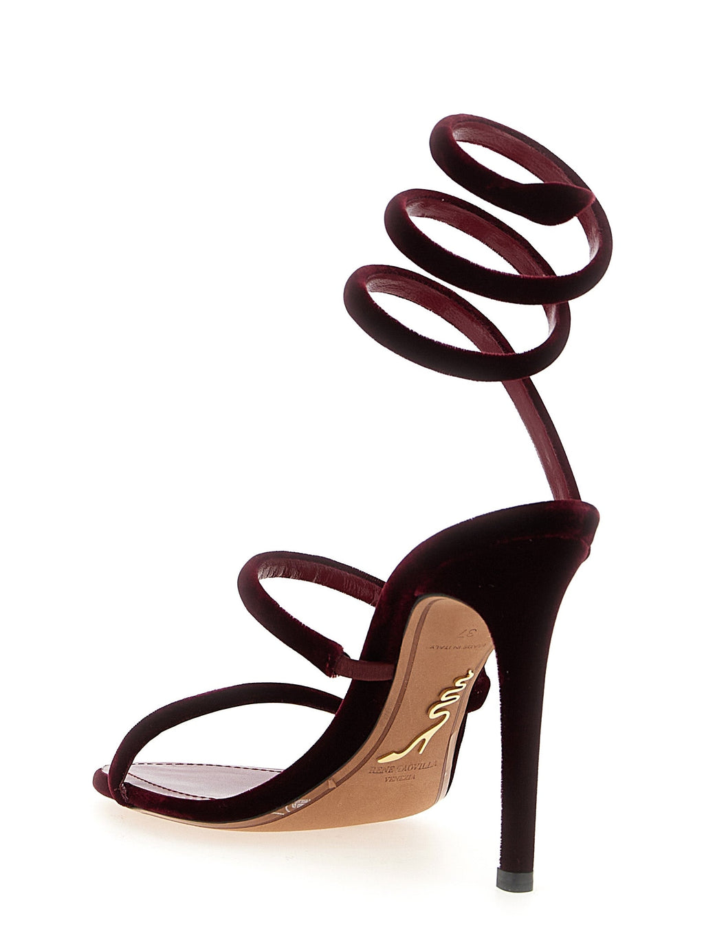 RENE CAOVILLA Bordeaux Textile Stiletto Heel Sandals