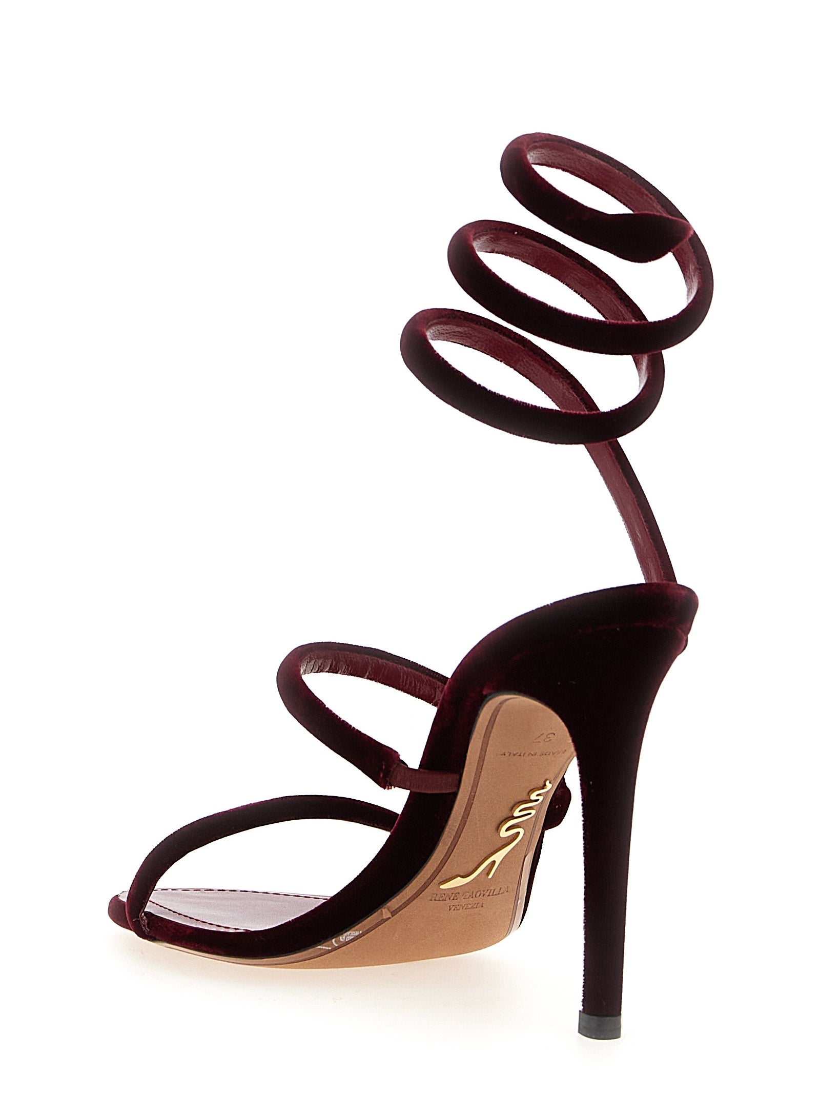 RENE CAOVILLA Bordeaux Textile Stiletto Heel Sandals