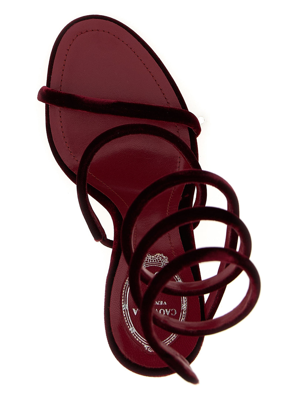 RENE CAOVILLA Bordeaux Textile Stiletto Heel Sandals