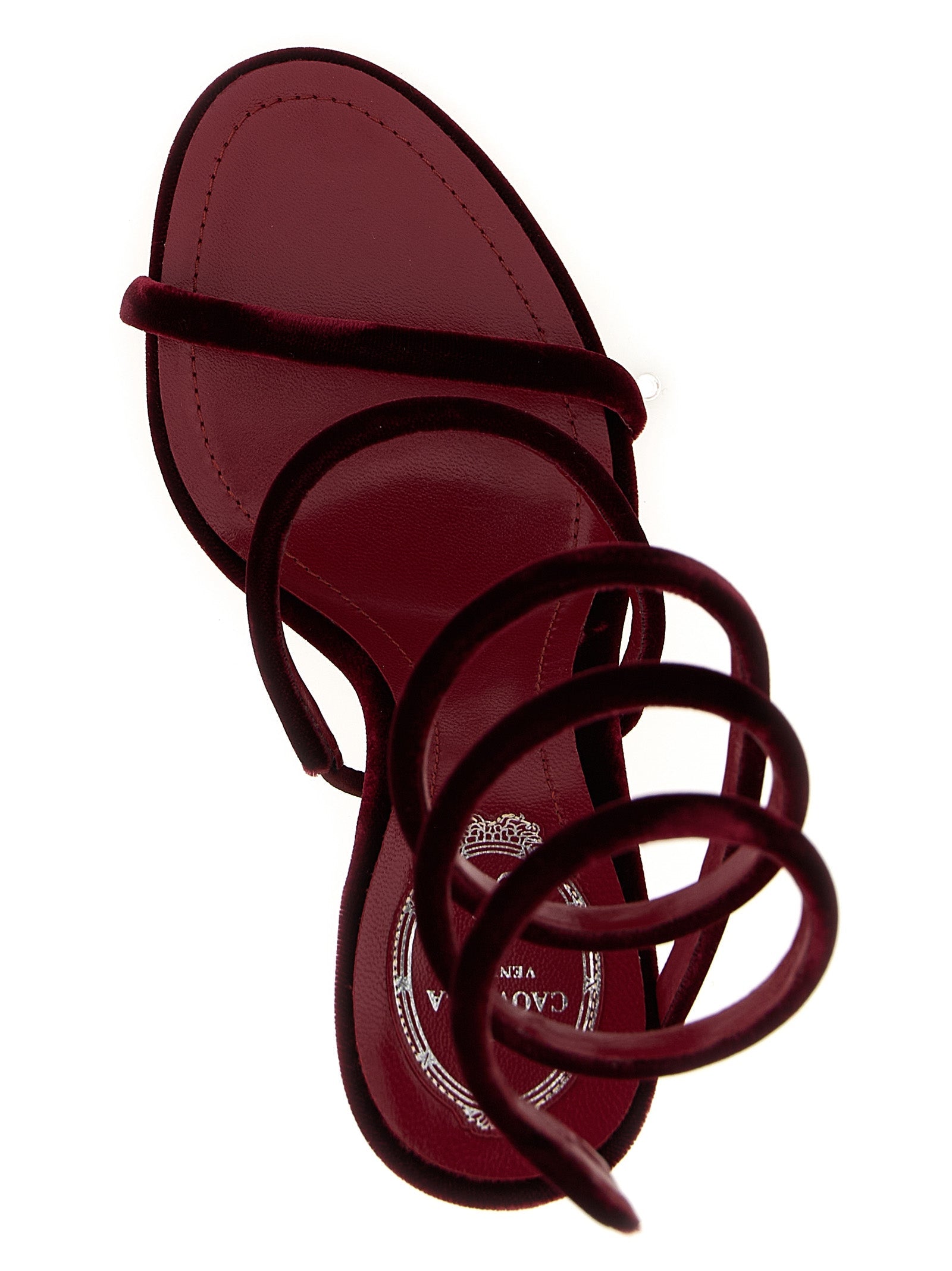 RENE CAOVILLA Bordeaux Textile Stiletto Heel Sandals