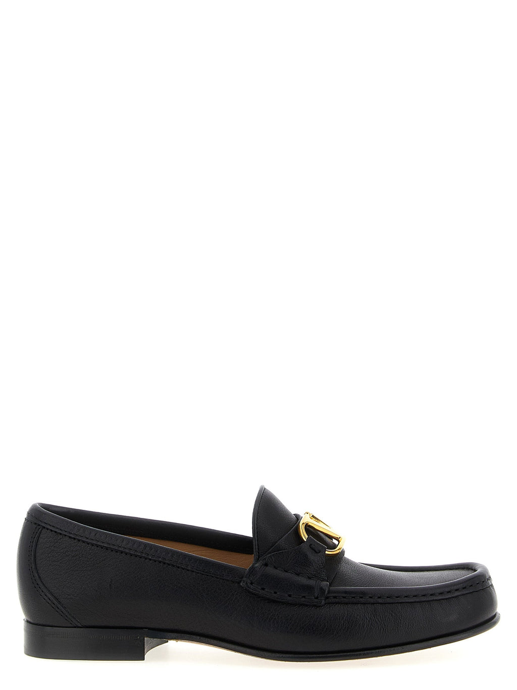 Valentino Garavani Black Buffalo Leather Slip-On Loafers