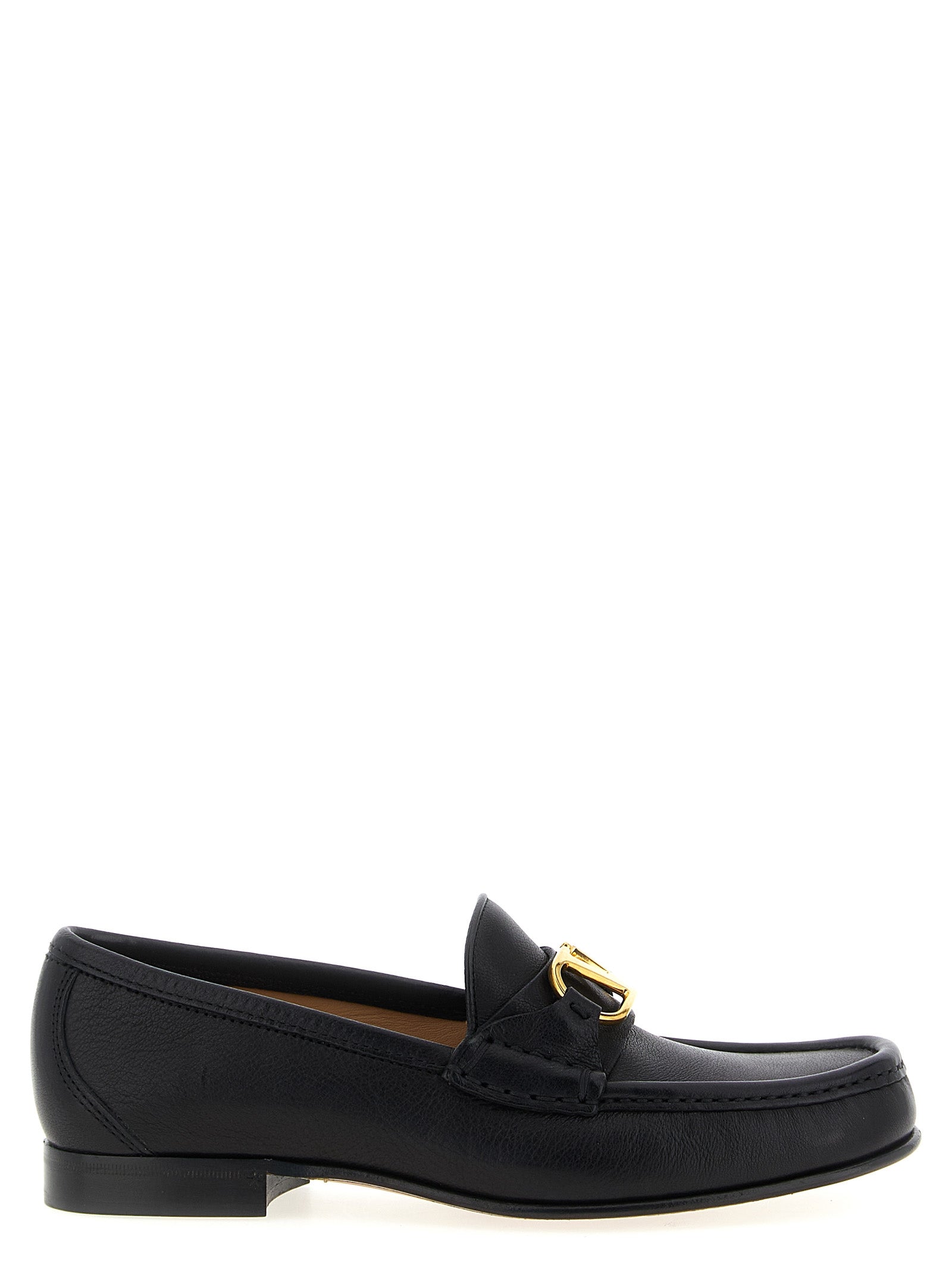 Valentino Garavani Black Buffalo Leather Slip-On Loafers