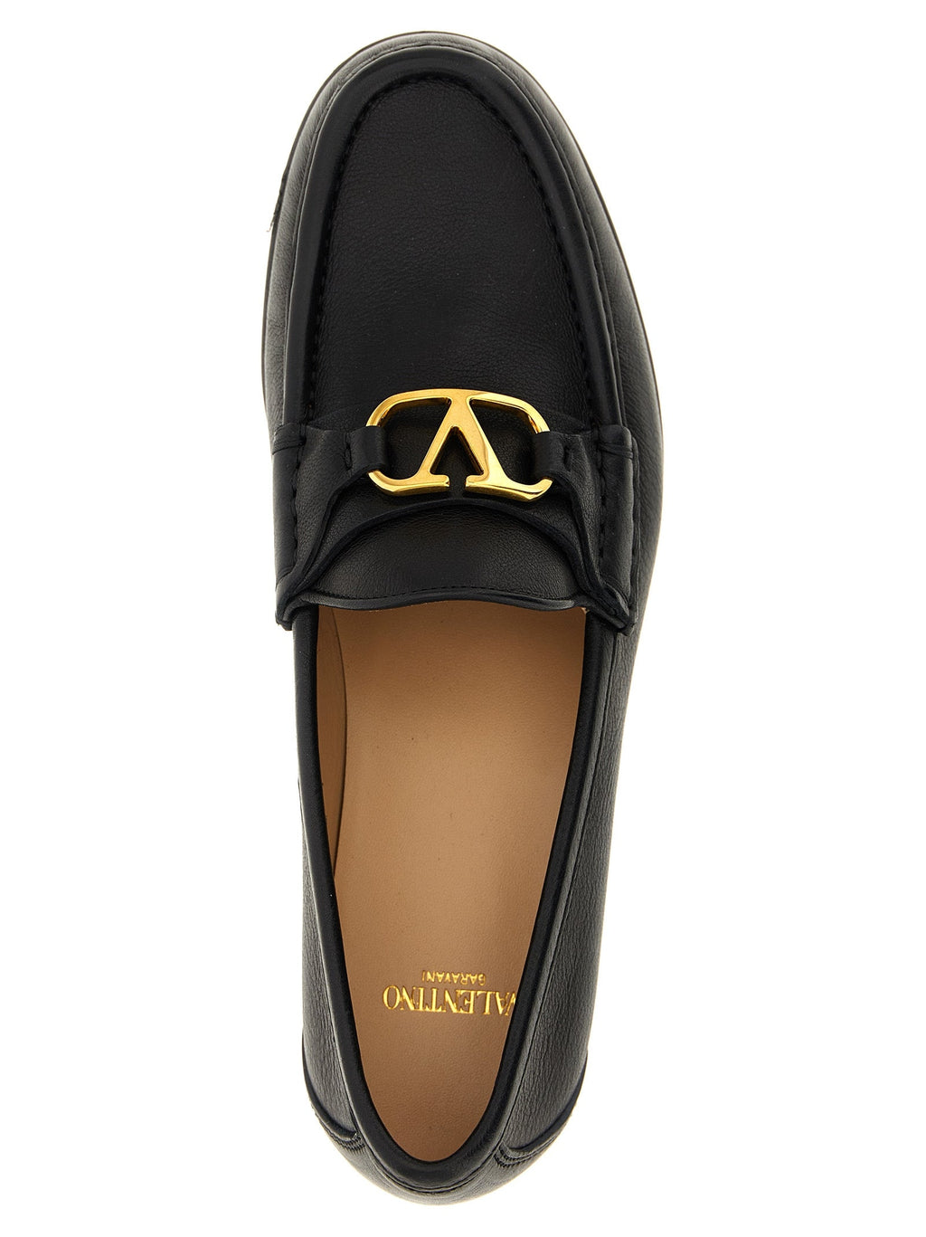 Valentino Garavani Black Buffalo Leather Slip-On Loafers