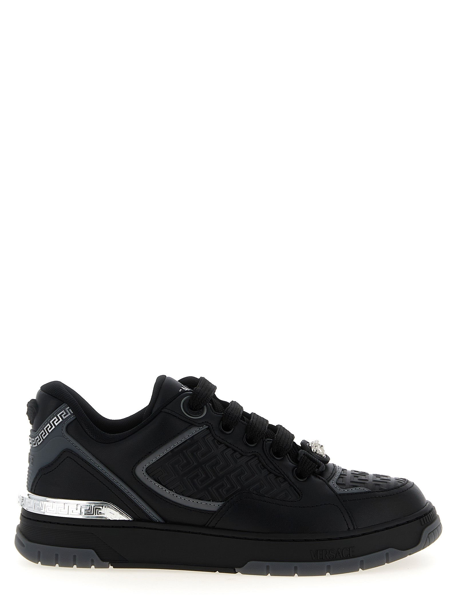Versace Black Calfskin Athletic Sneakers