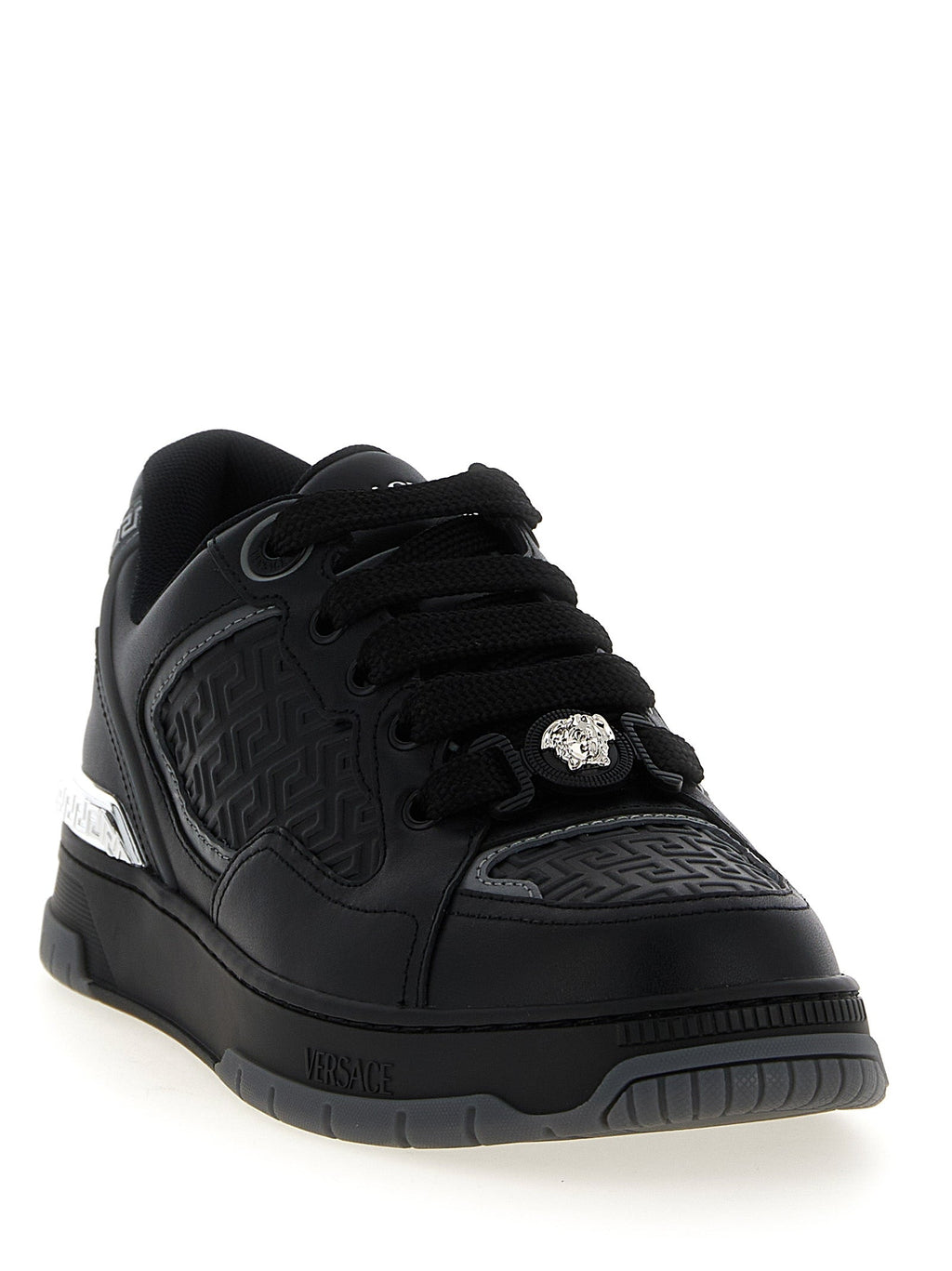 Versace Black Calfskin Athletic Sneakers