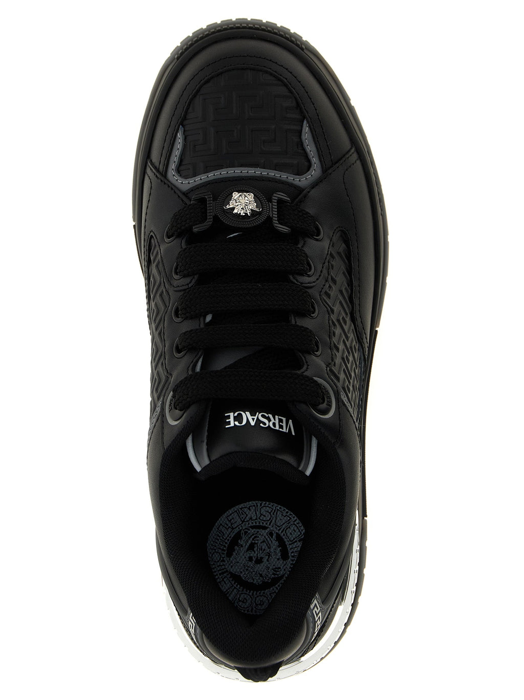 Versace Black Calfskin Athletic Sneakers