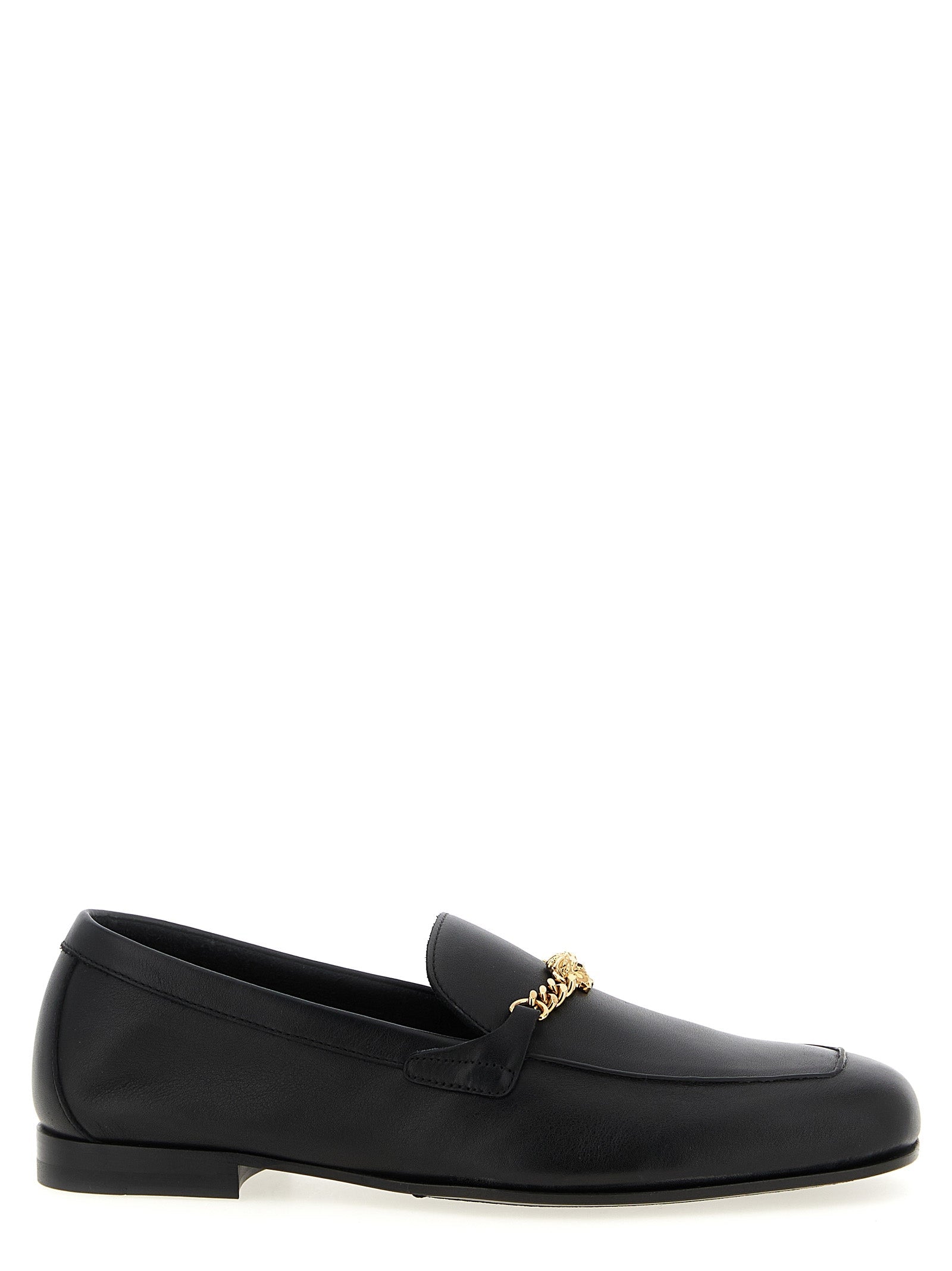 Versace Black Calfskin Slip-On Loafers