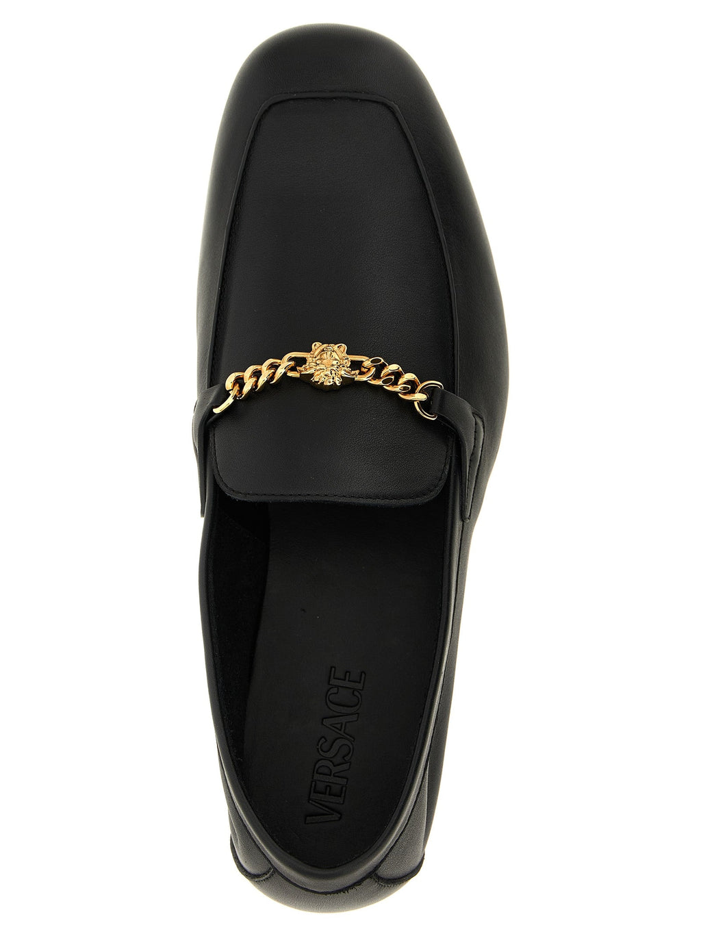 Versace Black Calfskin Slip-On Loafers