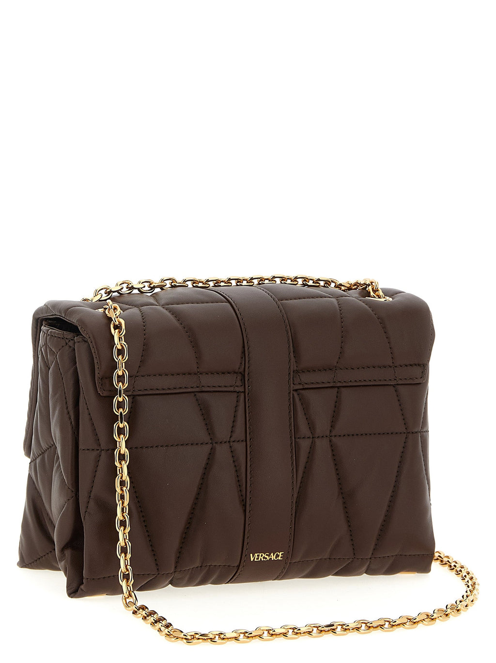 Versace Brown Lamb Leather Shoulder Bag