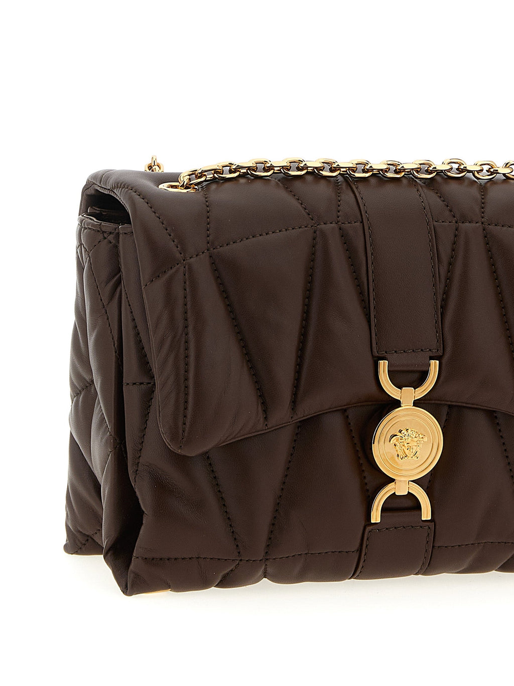 Versace Brown Lamb Leather Shoulder Bag