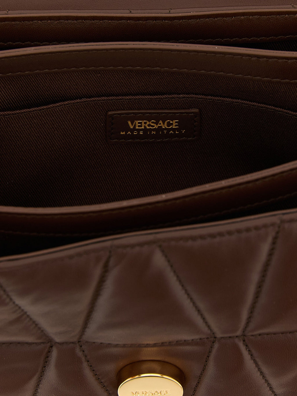 Versace Brown Lamb Leather Shoulder Bag