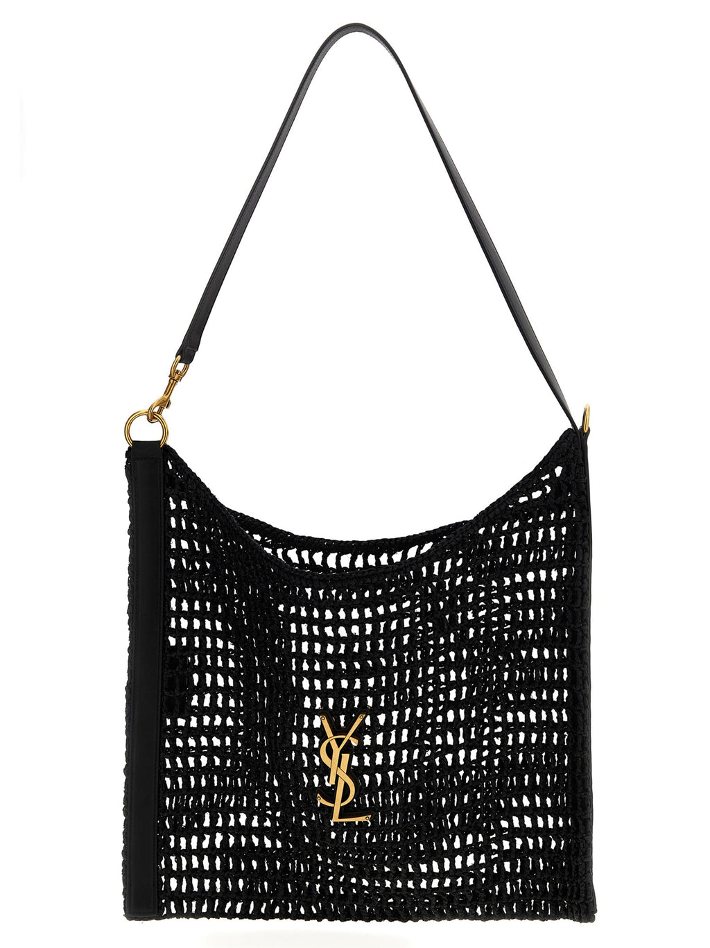 Saint Laurent Black Raffia Shoulder Bag