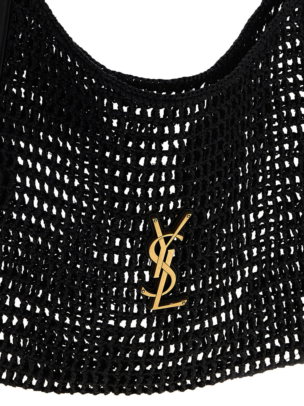 Saint Laurent Black Raffia Shoulder Bag