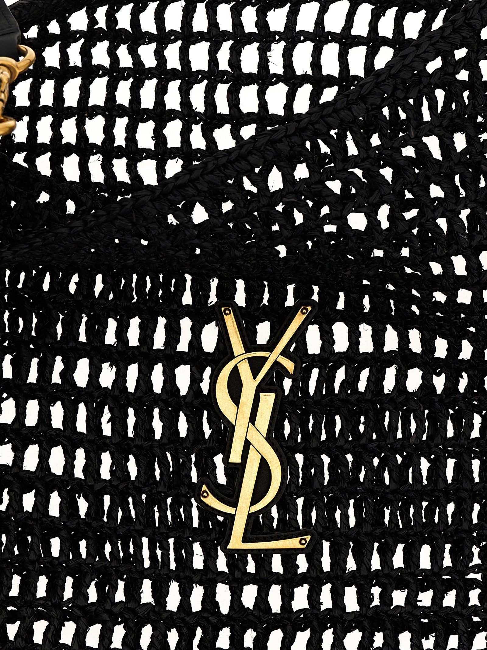 Saint Laurent Black Raffia Shoulder Bag