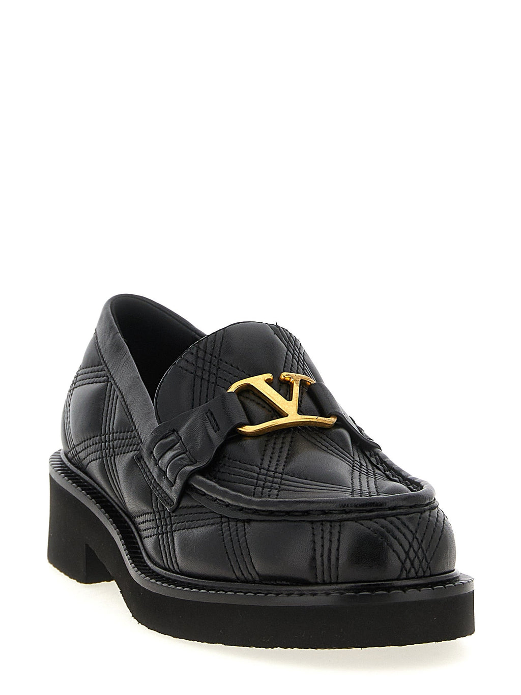 Valentino Garavani Black Lamb Leather Slip-On Loafers