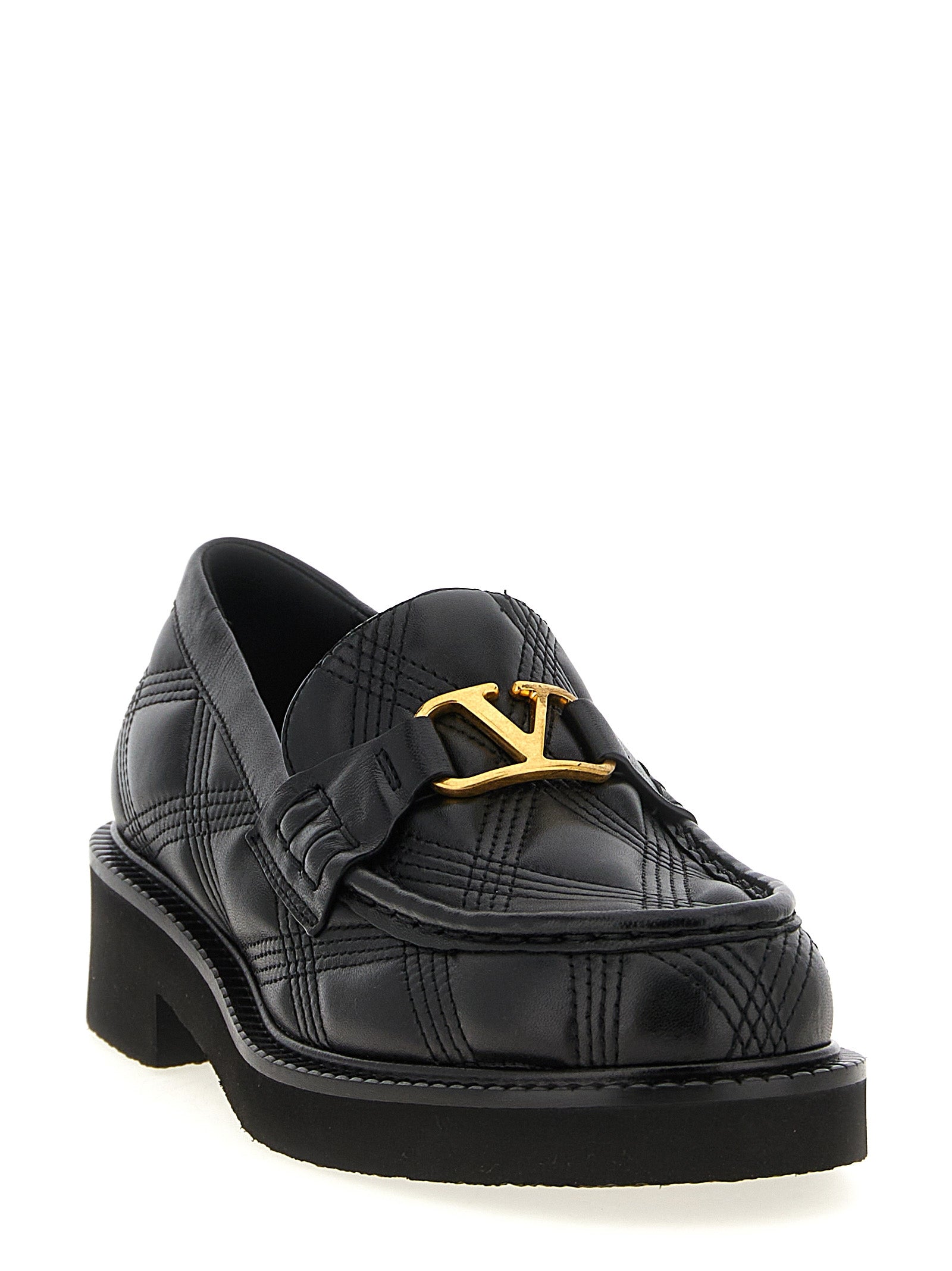 Valentino Garavani Black Lamb Leather Slip-On Loafers