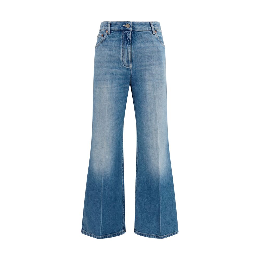Valentino Garavani Blue Cotton Straight-Leg Jeans