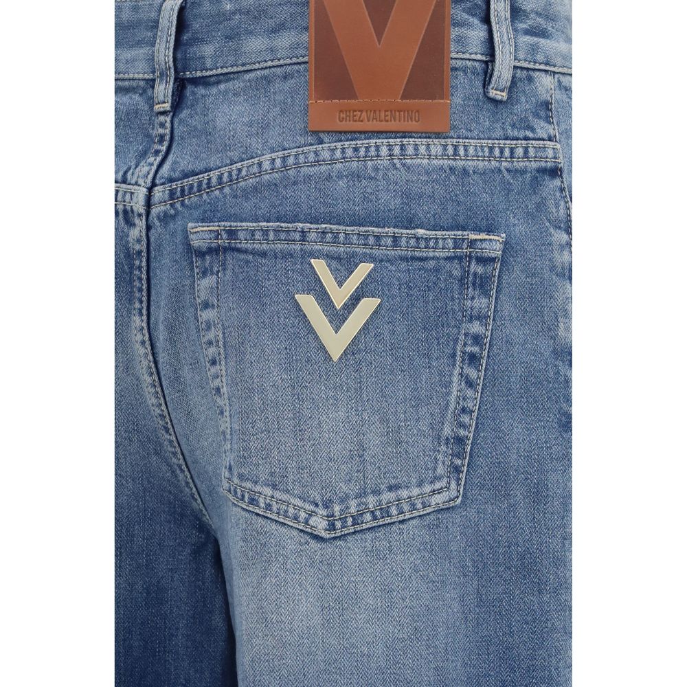 Valentino Garavani Blue Cotton Straight-Leg Jeans