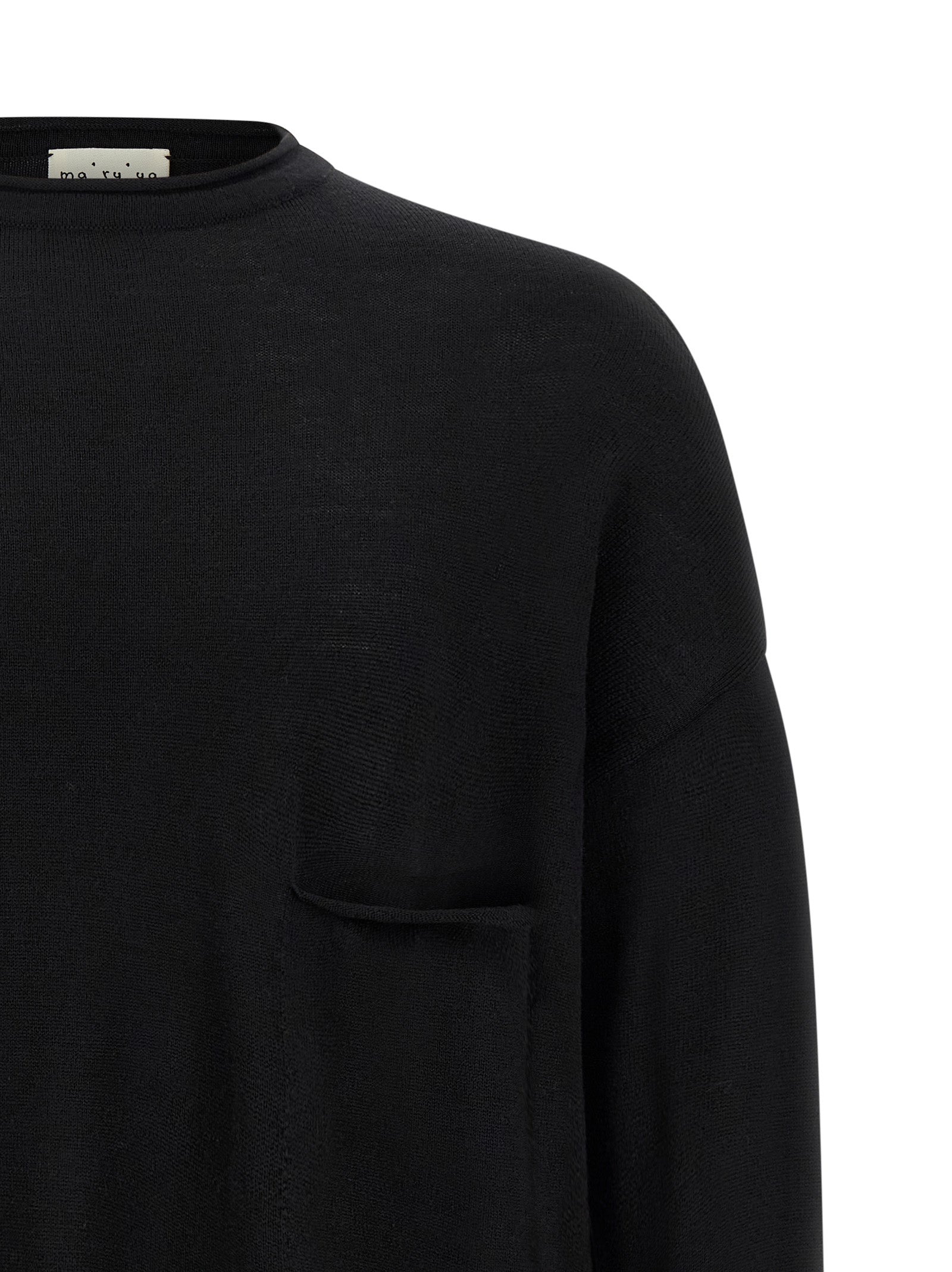 MA'RY'YA Black Virgin Wool Cardigan