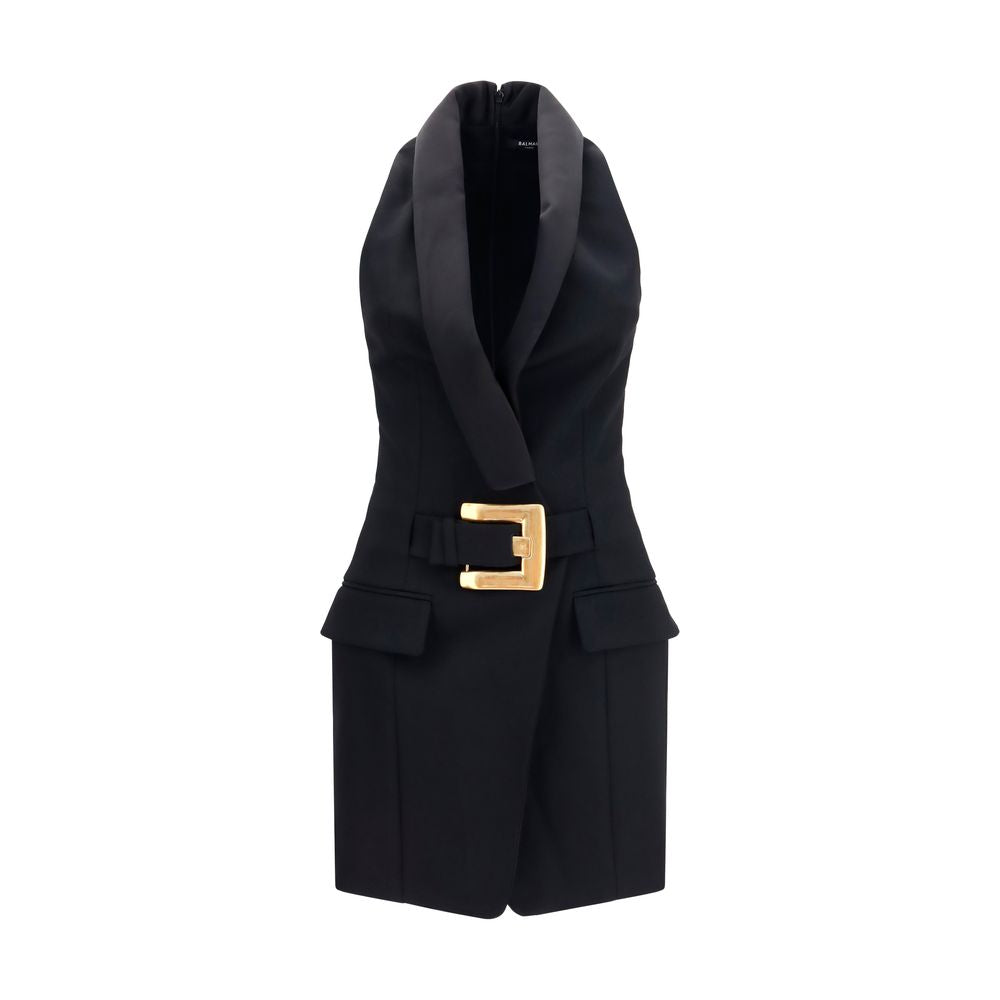 Balmain Black Wool Oves Aries Casual Dress