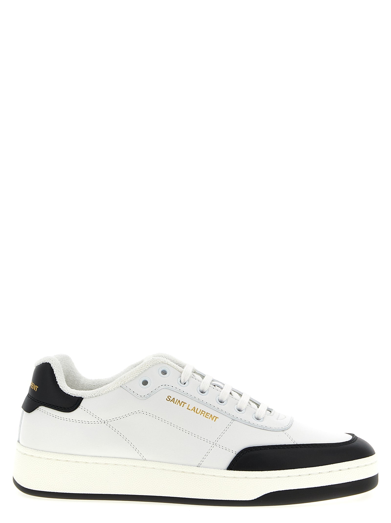 Saint Laurent Bicolor Calfskin Low Top Sneakers