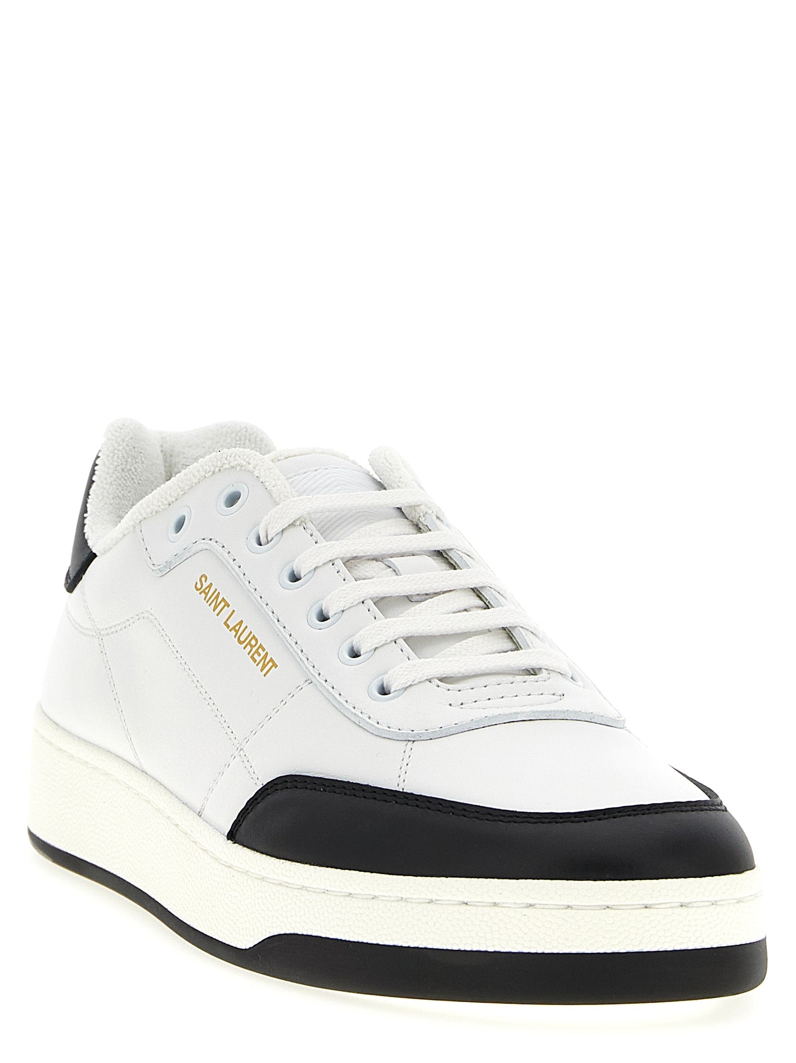 Saint Laurent Bicolor Calfskin Low Top Sneakers