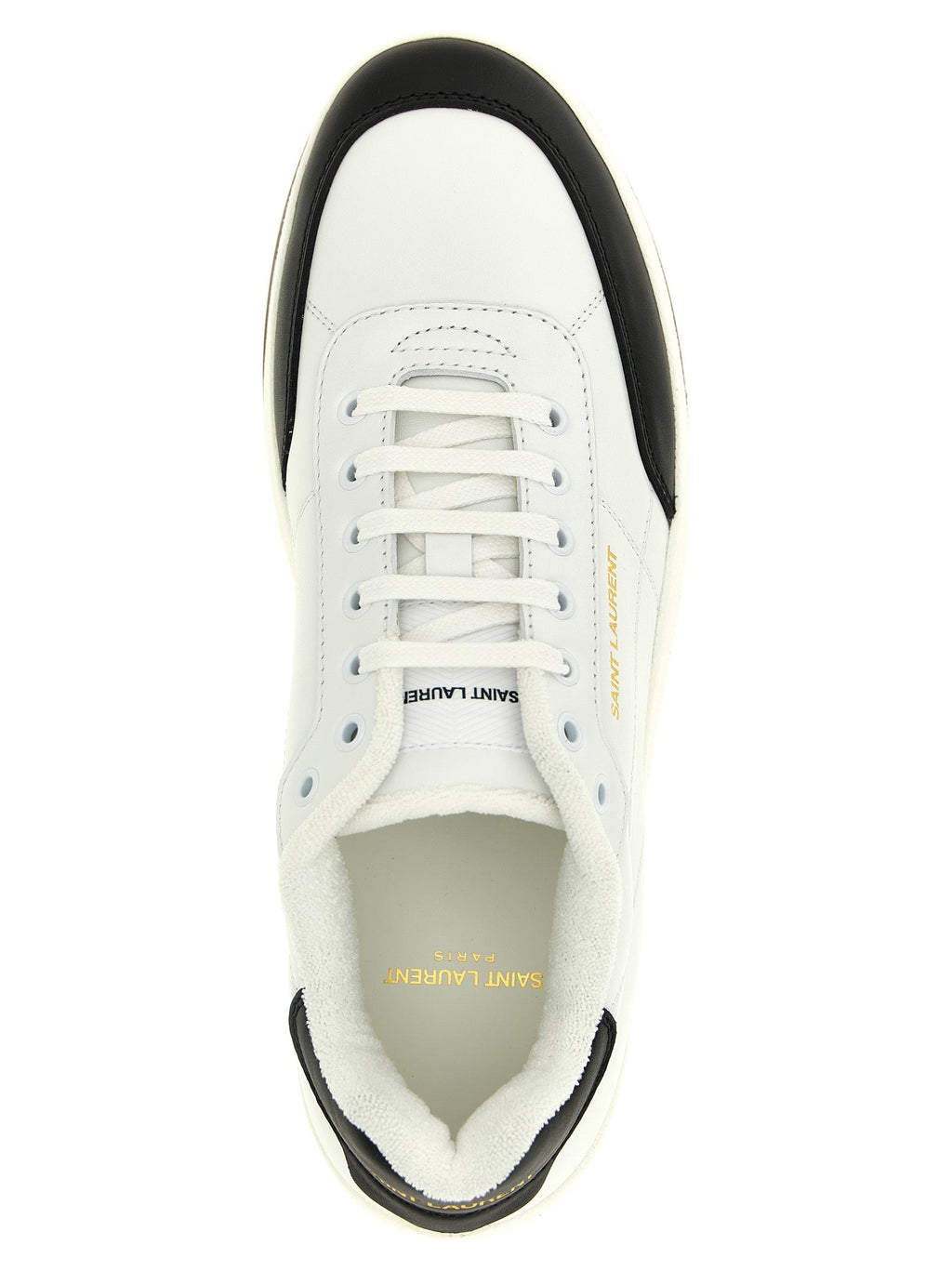 Saint Laurent Bicolor Calfskin Low Top Sneakers