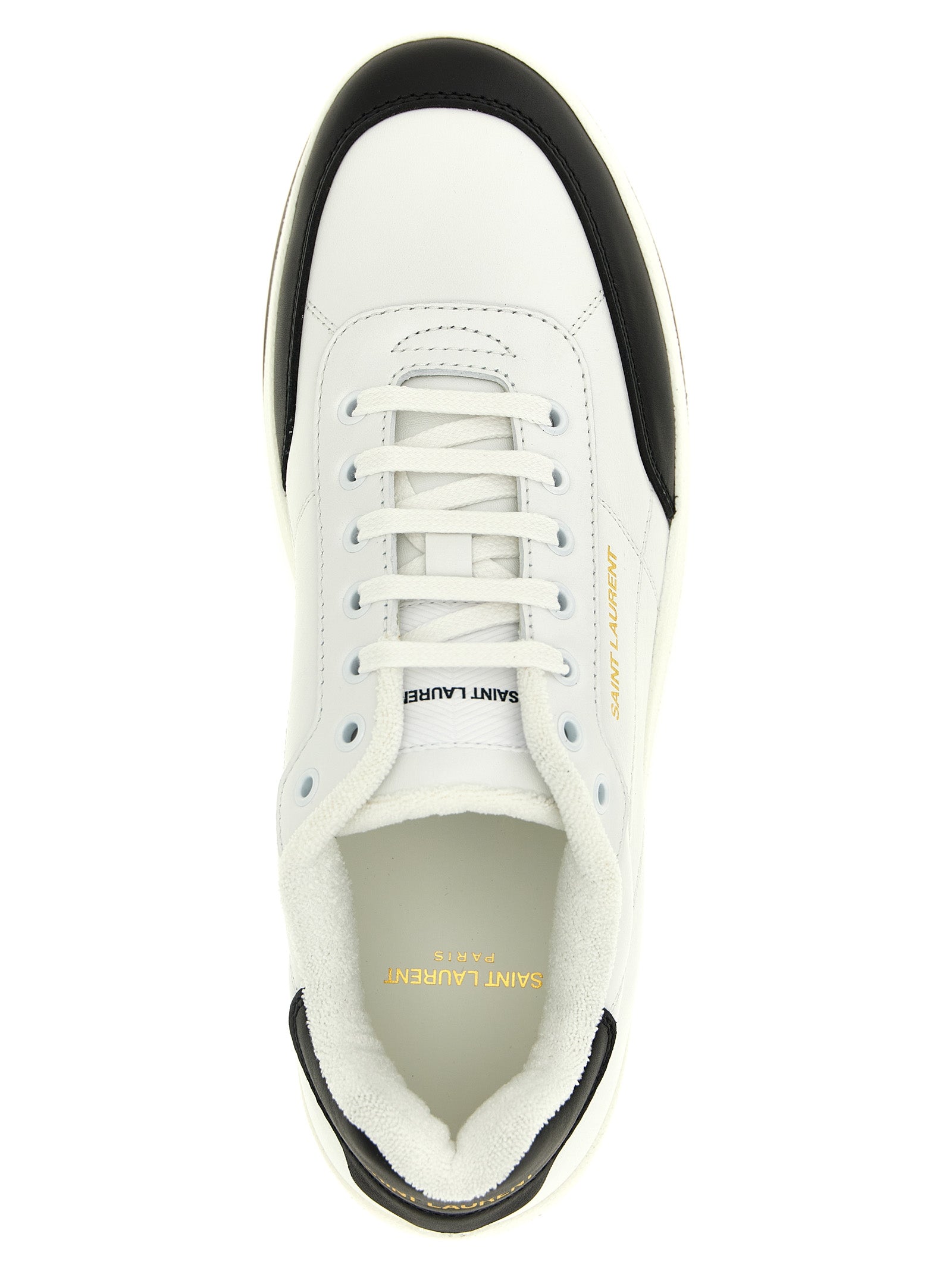 Saint Laurent Bicolor Calfskin Low Top Sneakers
