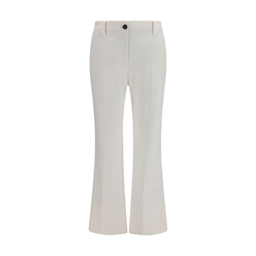 Brunello Cucinelli White Cotton Flared Pants