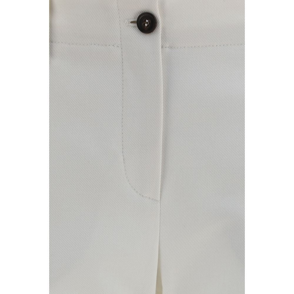 Brunello Cucinelli White Cotton Flared Pants