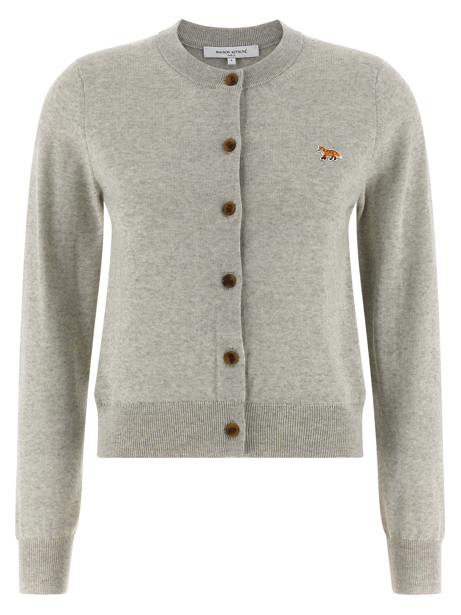 Maison Kitsuné Gray Virgin Wool Cardigan