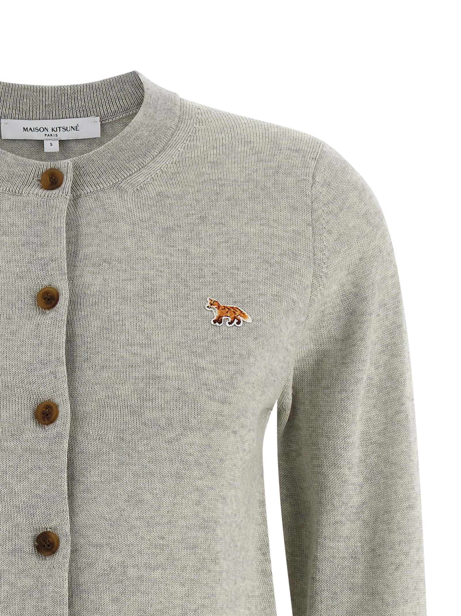 Maison Kitsuné Gray Virgin Wool Cardigan