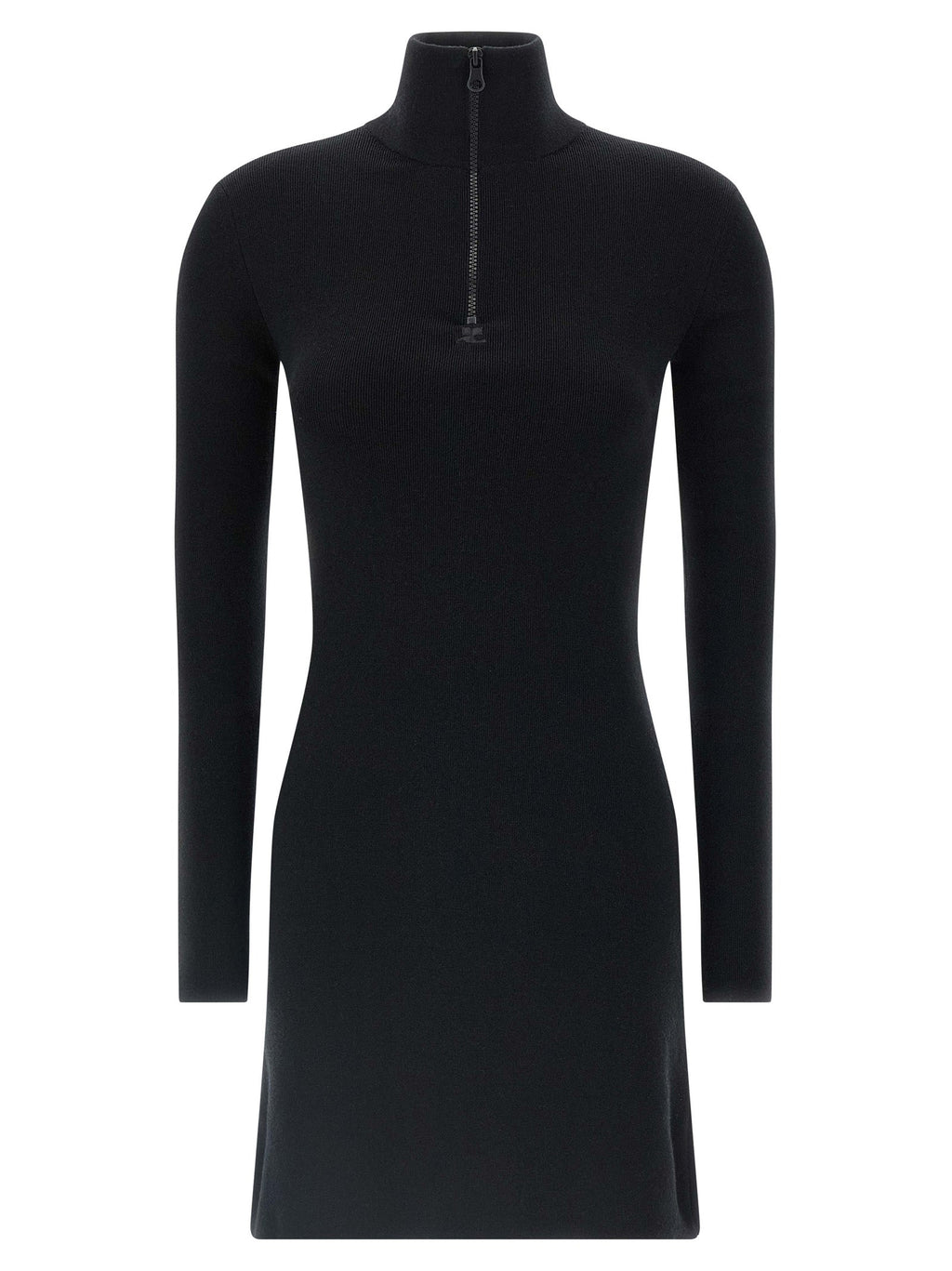 Courrèges Black Merino Wool Short Dress