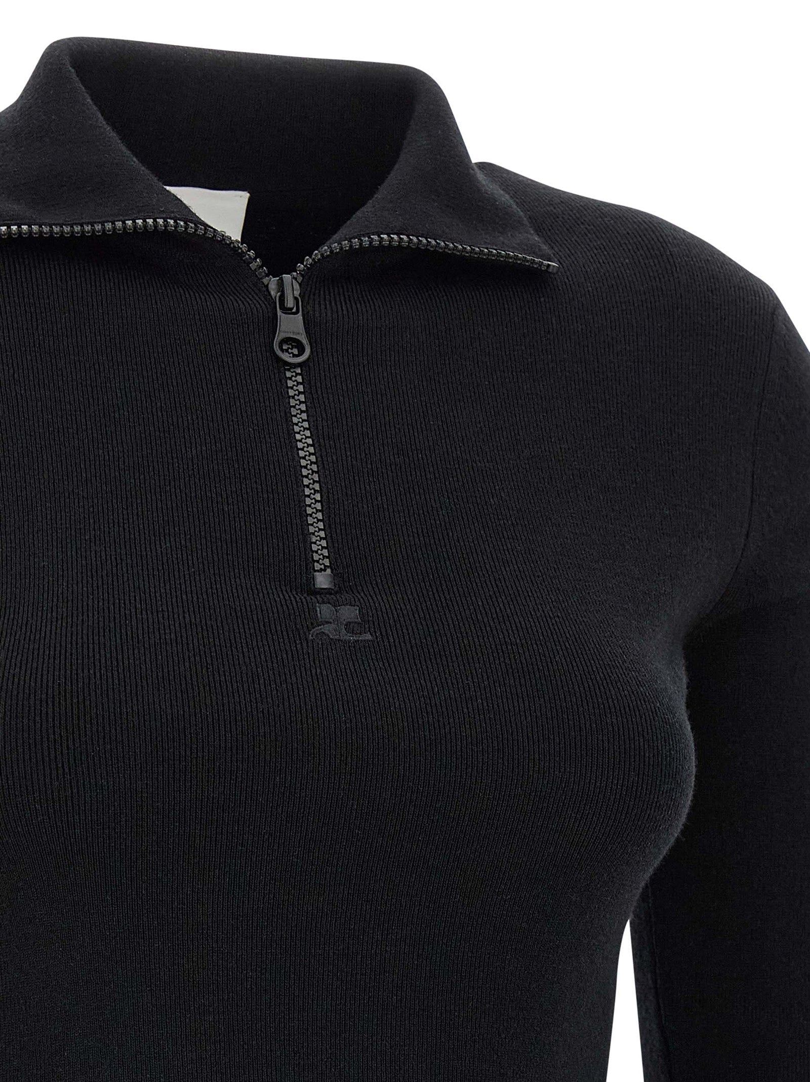 Courrèges Black Merino Wool Short Dress