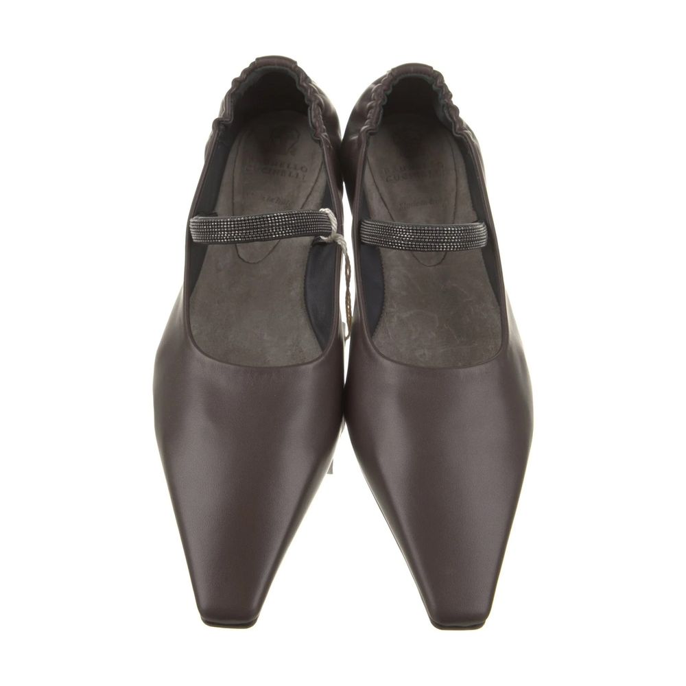 Brunello Cucinelli Brown Leather Ballet Flats