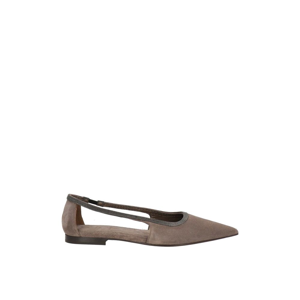 Brunello Cucinelli Gray Leather Ballet Flats