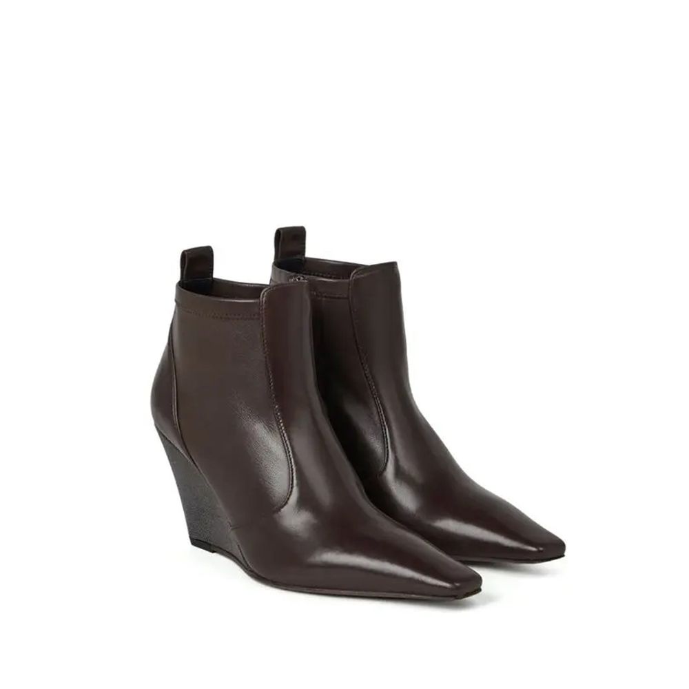 Brunello Cucinelli Brown Leather Ankle Boots