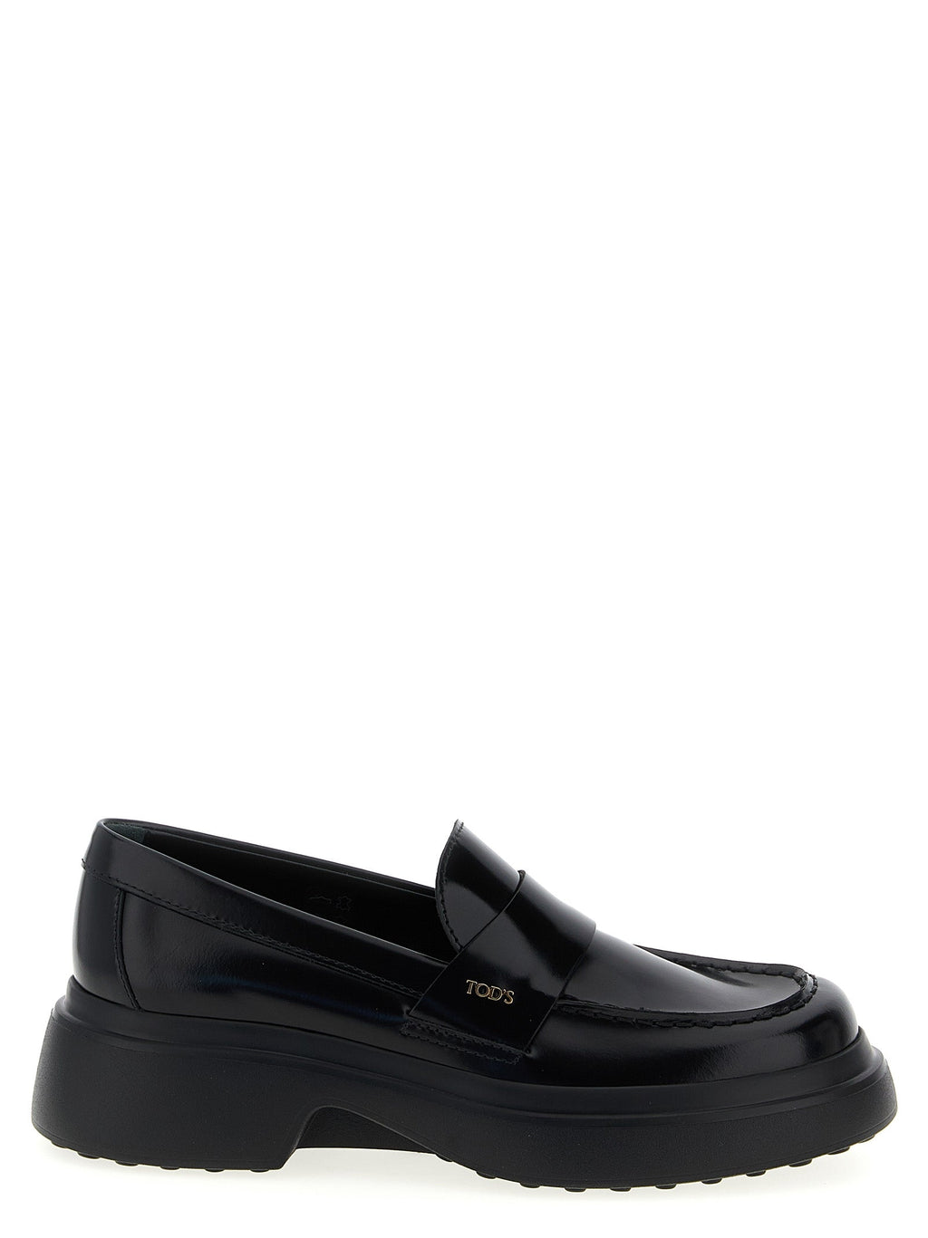 Tod's Black Calfskin Slip-On Loafers