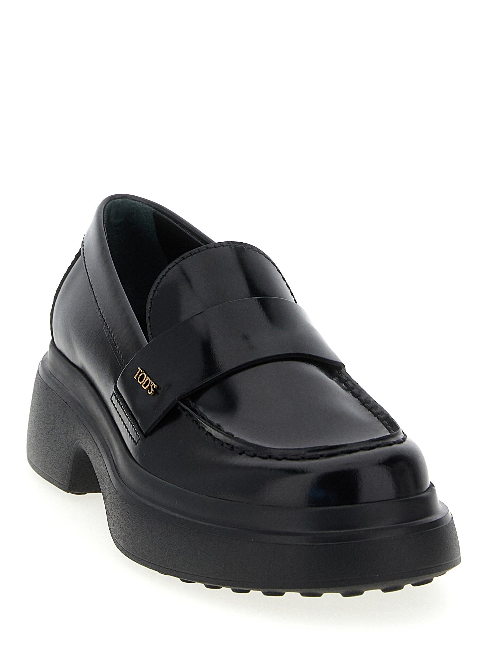 Tod's Black Calfskin Slip-On Loafers